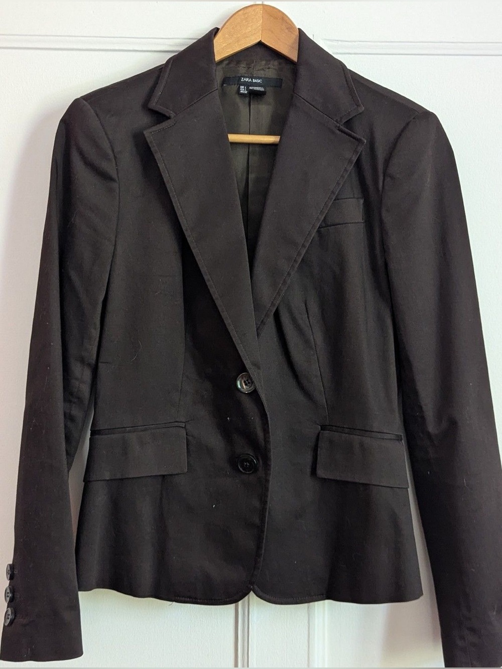 Zara Brown Fitted Single-Breasted Blazer